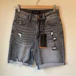 RISEN Jeans Distressed Boyfriend Shorts Denim Dark Gray Size 25 NWT